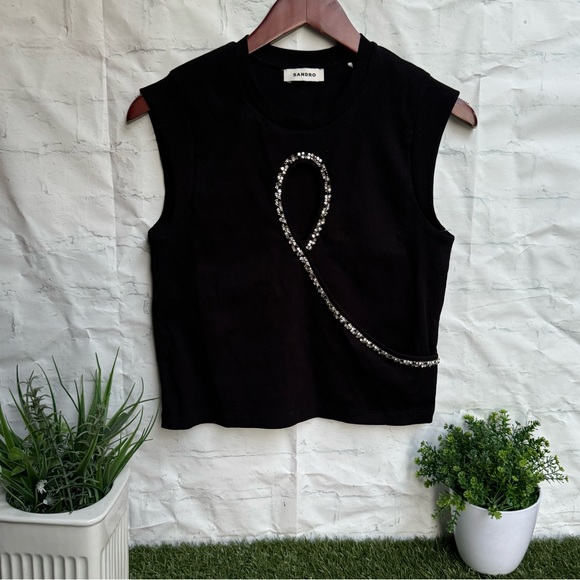 Sandro
Short Vest with Rhinestone Teardrop size 3 US L Large NWOT - Picture 8 of 15
